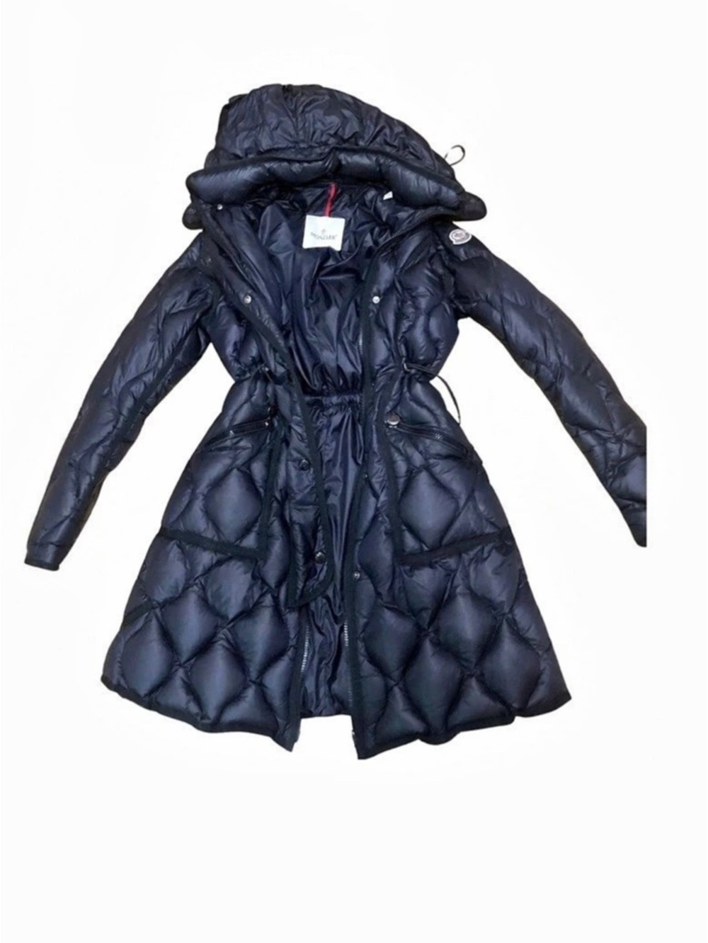 Moncler Norme Afnor Diamond Quilted Down Coat Black Size 1